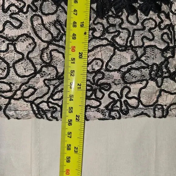 Tahari L32016 Women's Black Lace Zipper Stripe Fit Flare Cocktail Dress Size 10P - Picture 4 of 10